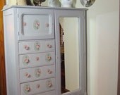 Antique Shabby Mirrored Linen Cabinet