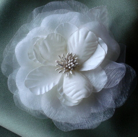 hair bridal accessories, Dusty Rose or Ivory Silk Organza flower clip Perfect for a  Bridal attendant or flower girl