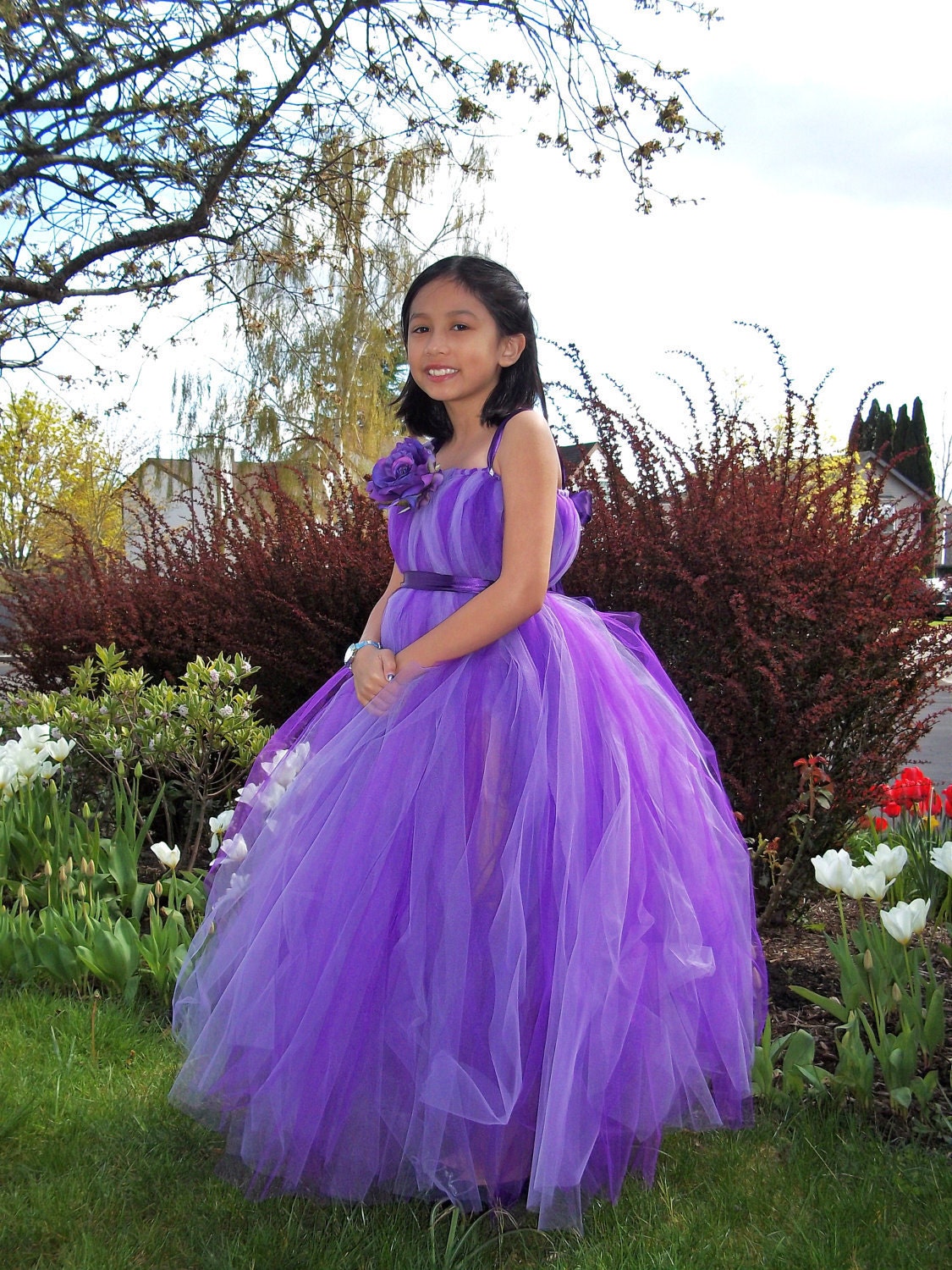 The Amelia.....Gorgeous Royal Purple and Grape Tulle Flower Girl Dress