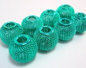 Teal Blue Mesh Bead, Basketball Wives Earrings, 16mm, 10 pieces
