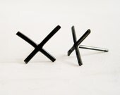 X Silver Posts Asymmetrical Simple Studs
