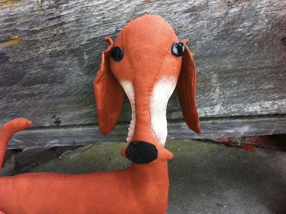 Primitive Reddish Brown Weiner Dog
