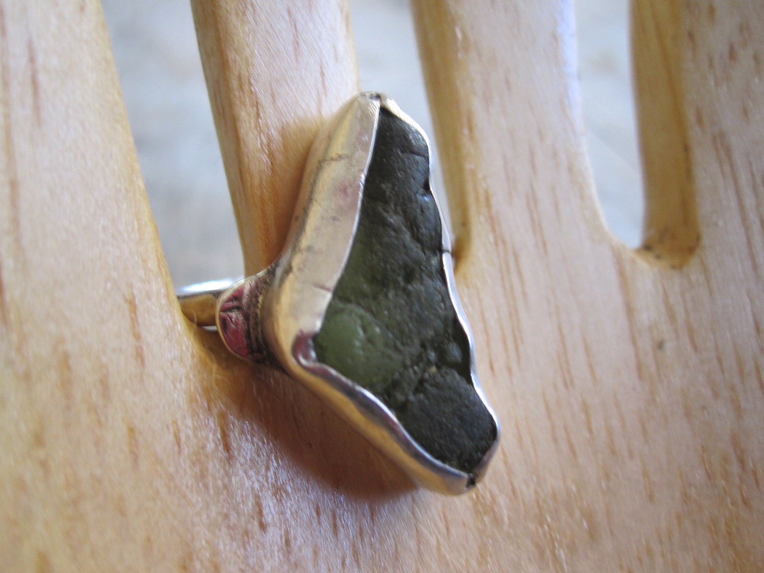 Green Seaglass & Sterling Ring Handmade etsy metal jewelry - JudithGayleDesigns