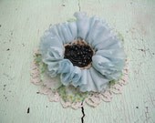 Brooch - Repurposed Linens Poppy