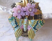 Butterfly Necklace, vintage brooch, one of a kind, reworked, refashioned vintage