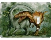 Rebbachisaurus and Giganotosaurus Dinosaurs Single Toggle Light Switch Plate Cover