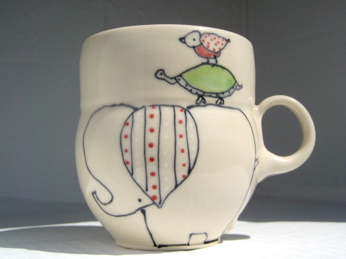 Handmade Ceramic Coffee Mug- Pile O' Animals Mug