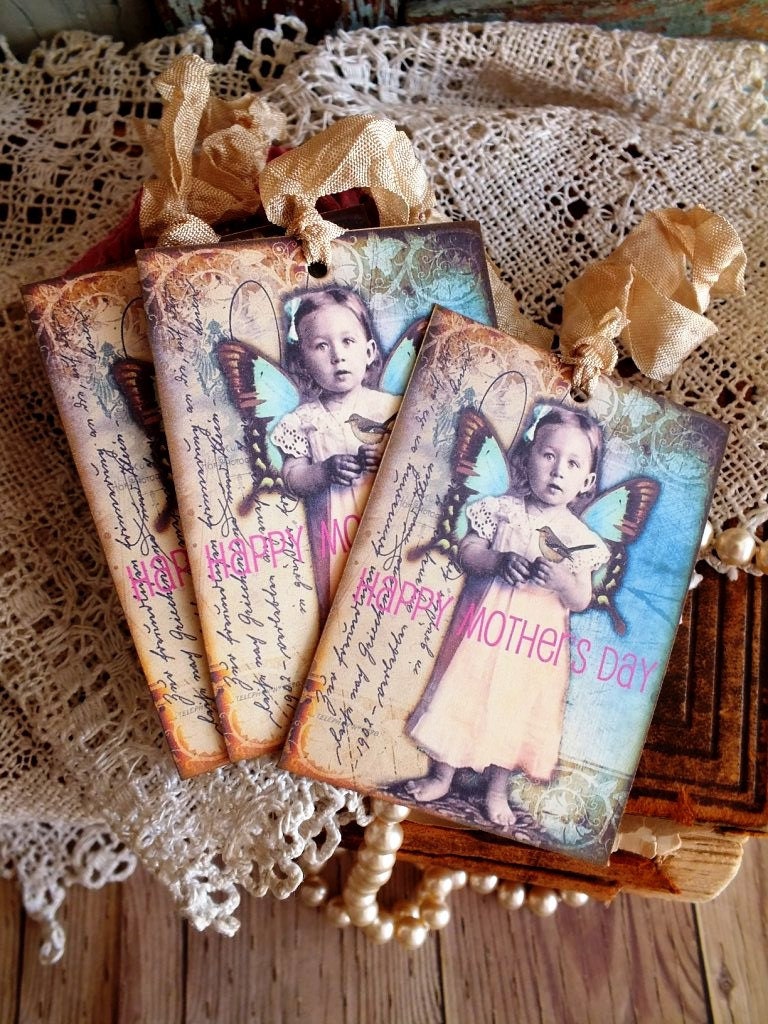 Mother's Day Gift Tags Vintage Toddler Girl Handmade by avintageobsession on etsy