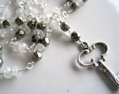 Moonstone Pyrite Key Necklace Rosary Style