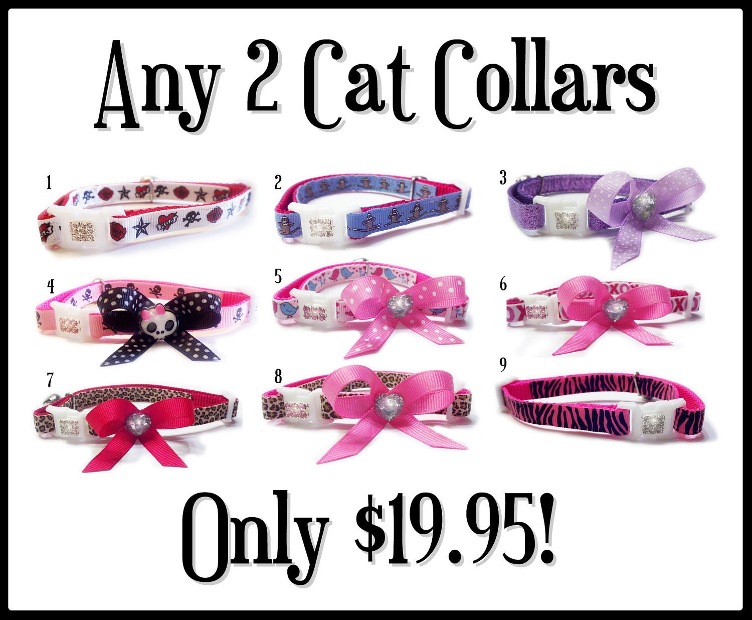 ANY 2 Cat Collars - Breakaway Safety Collars