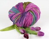 Handspun Yarn, 540yards Supersoft Merino Single in purple blue and green. Tulip Field, by WoolWench