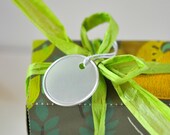 4 Favour Boxes- Green Wallpaper with Raffia Ties