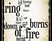 Ring of Fire Lyrics - Johnny Cash - Word Art Print - Gift Idea