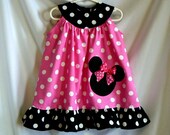 Minnie Mouse Dress Applique Ruffled Dress Children Clothing Pink Size 2, 3, 4, 5, Spring Summer