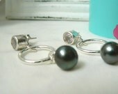 Pink Quartz and Tahitian Pearls sterling silver Earrings