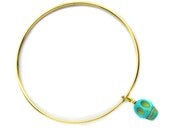 Turquoise Skull Bangle - Memento Mori Lucky Charm Bracelet from Hoolala Vintage
