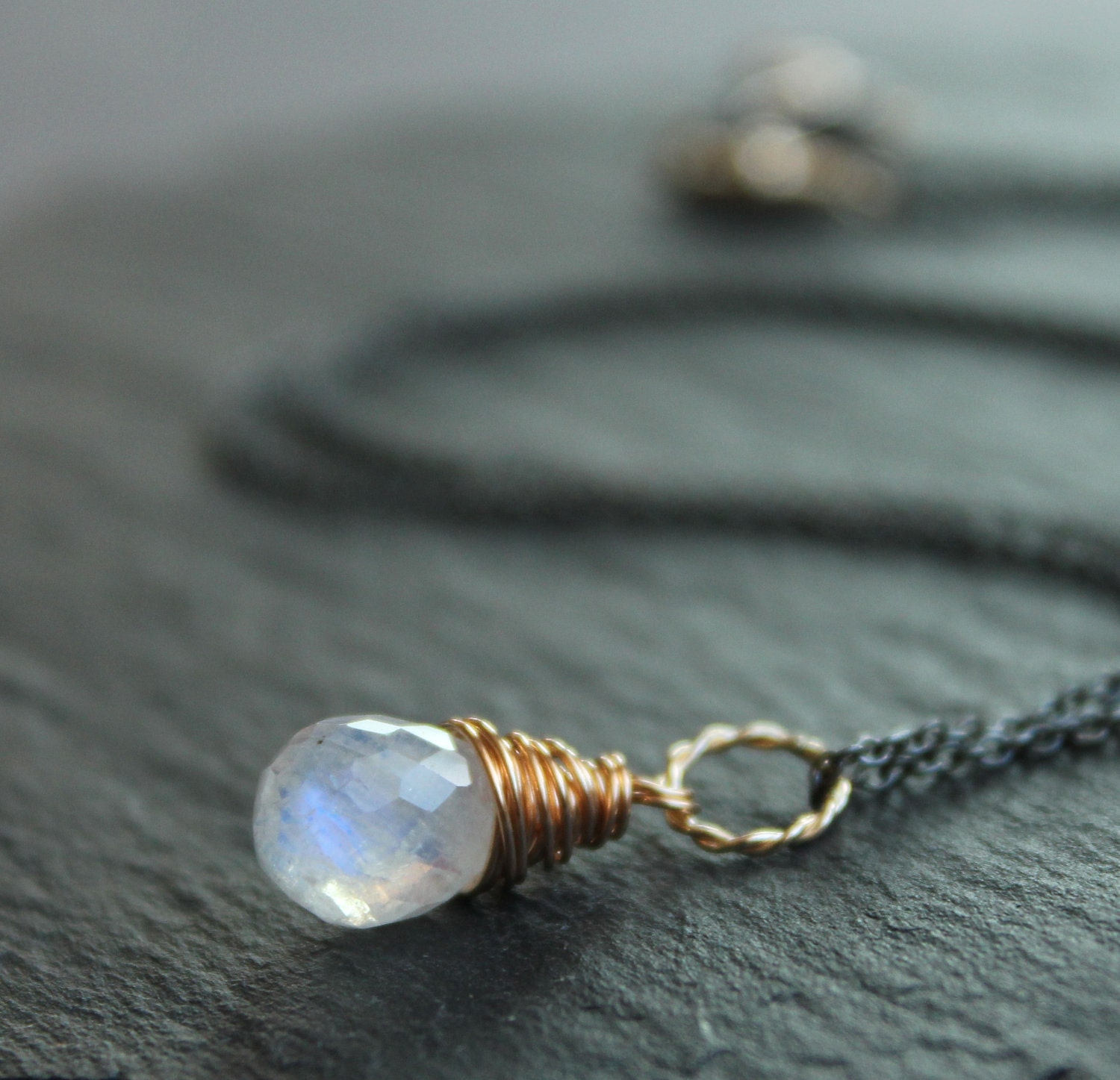 Moonstone Necklace -  Gold Filled,  Handmade Necklace,  Gemstone Jewelry, Wire Wrapped,  Moonstone Jewelry