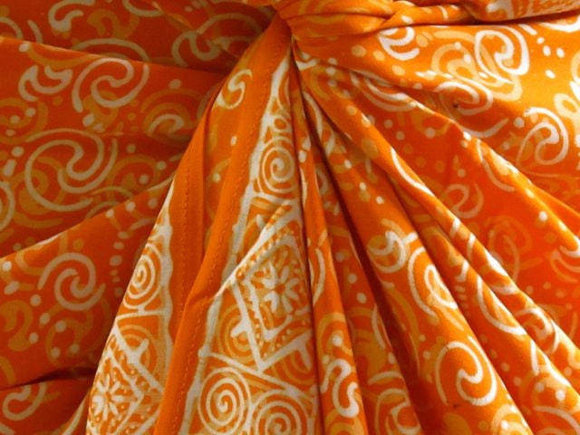 Orange Sarong, Beach Sarong, Pareo, Plus Size Scarf, Wrap Skirt - silkzdesign