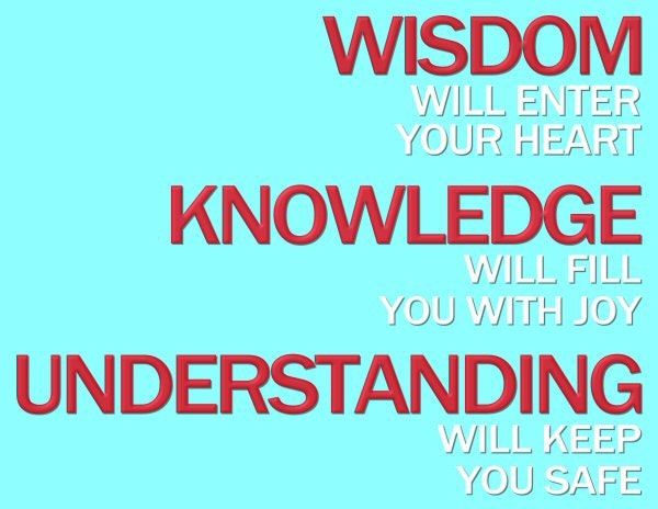 SALE Wisdom Knowledge Understanding Proverbs Scripture Printable PDF Download Turquoise Red