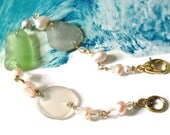 Sea Glass Bracelet with Fresh Water Pearls for Mom - oceangirlcollection