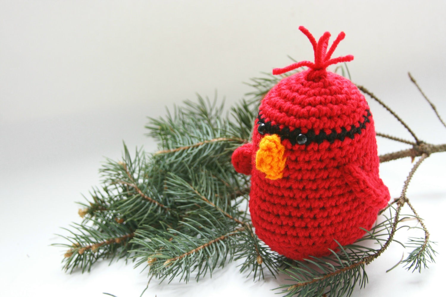 Cardinal bird crochet in pretty red, bright orange and black Mother's Day gift Toy or natural lodge decor decoration