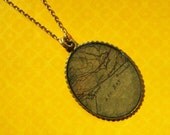 Vintage Map Charm Rye Bay South Coast Necklace from Hoolala