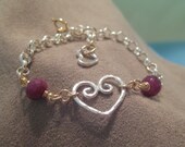 Ruby Bracelet Silver Ruby Bracelet Gold Ruby Bracelet Gold and Silver Ruby Bracelet Heart Ruby Bracelet July Birthstone Gift JJDLJewelryArt