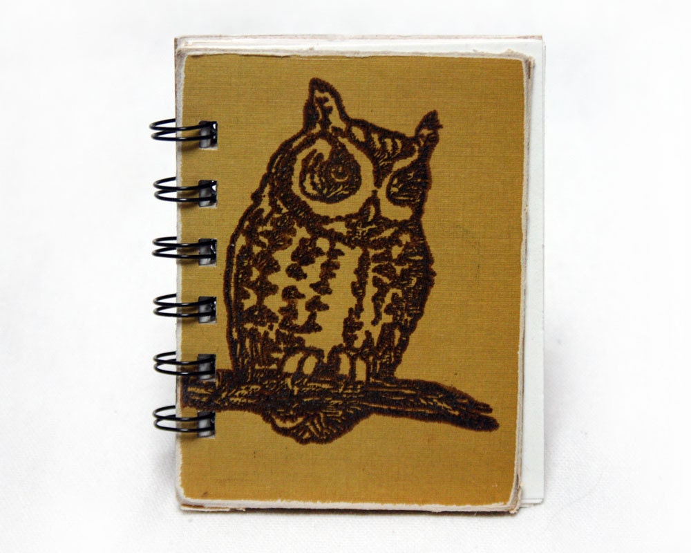 Yellow Ochre Owl - Screen-Printed Mini Journal