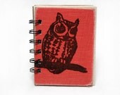 Bright Raspberry Owl - Screen-Printed Mini Journal