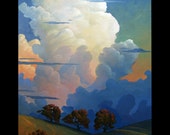 Impressionist Art Oil Landscape Glorious Clouds Parrish style Original Plein air artist Painting