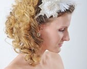 Ostrich Feather Fascinator with Swarovski Crystal Applique Bridal Headpiece,Fascinator, hair bridal accessories