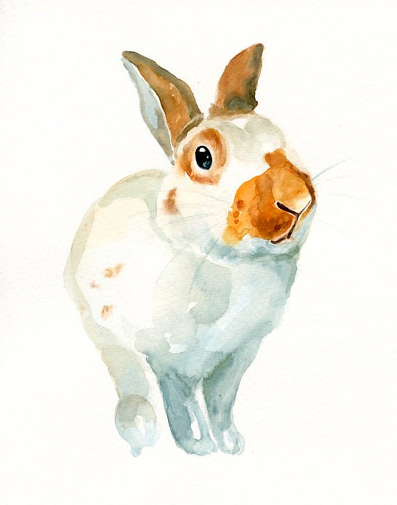 CUSTOM of your BUNNY by DIMDI Original watercolour painting 10X8inch