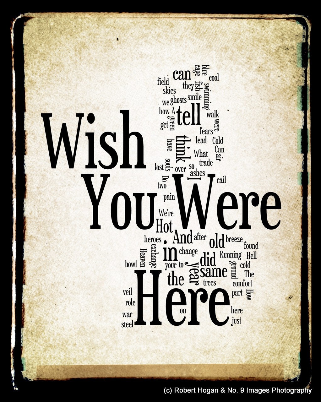 Wish You Were Here Lyrics - Pink Floyd Word Art - Word Cloud Art 11x14 Print - Gift Idea