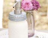 Pint - White Jar - Stainless Steel Soap Dispenser
