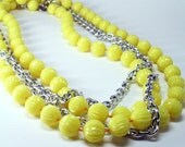Vintage Lemon Yellow Bead Necklace - GimmeGimmeShop