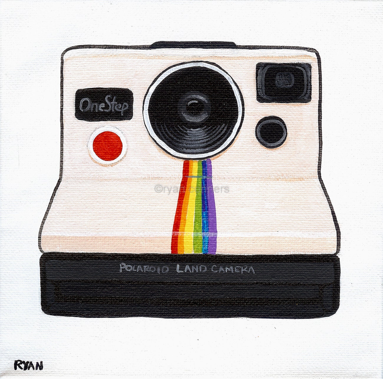 The Polaroid Camera Original Folk Art Painting - KilkennycatArt The Polaroid Camera Original Folk Art Painting - KilkennycatArt