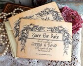 Vintage Wedding Save the Date Cards Art Deco Personalized Handmade by avintageobsession on etsy
