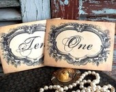 Vintage Wedding Table Number Cards with Fancy Frame Handmade by avintageobsession on etsy