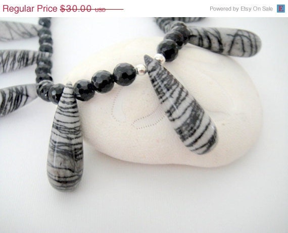 MothersDaySale The Oldest Stone in History          ( Agate and Spiderweb Jasper Necklace)
