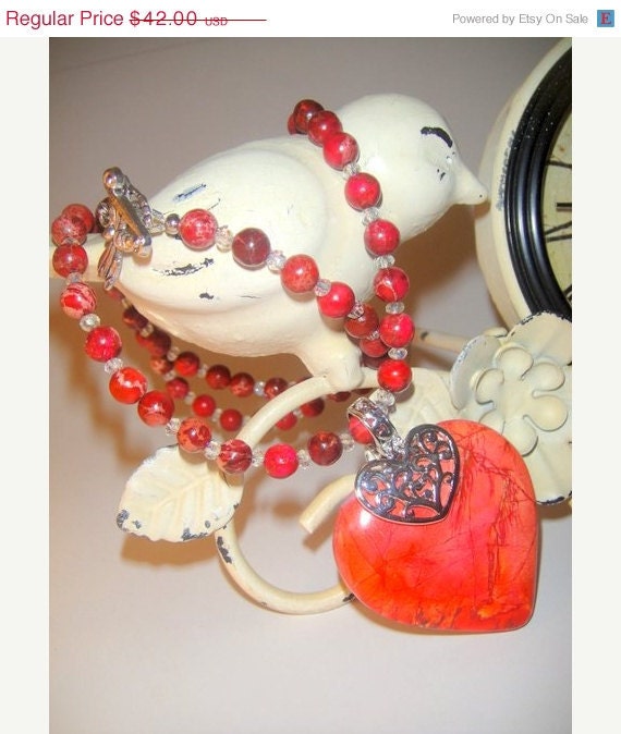 MothersDaySale Sediment Jasper Heart Necklace