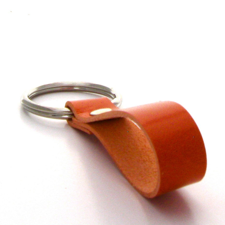 Tangerine Tango Leather Key Ring - peaseblossomstudio