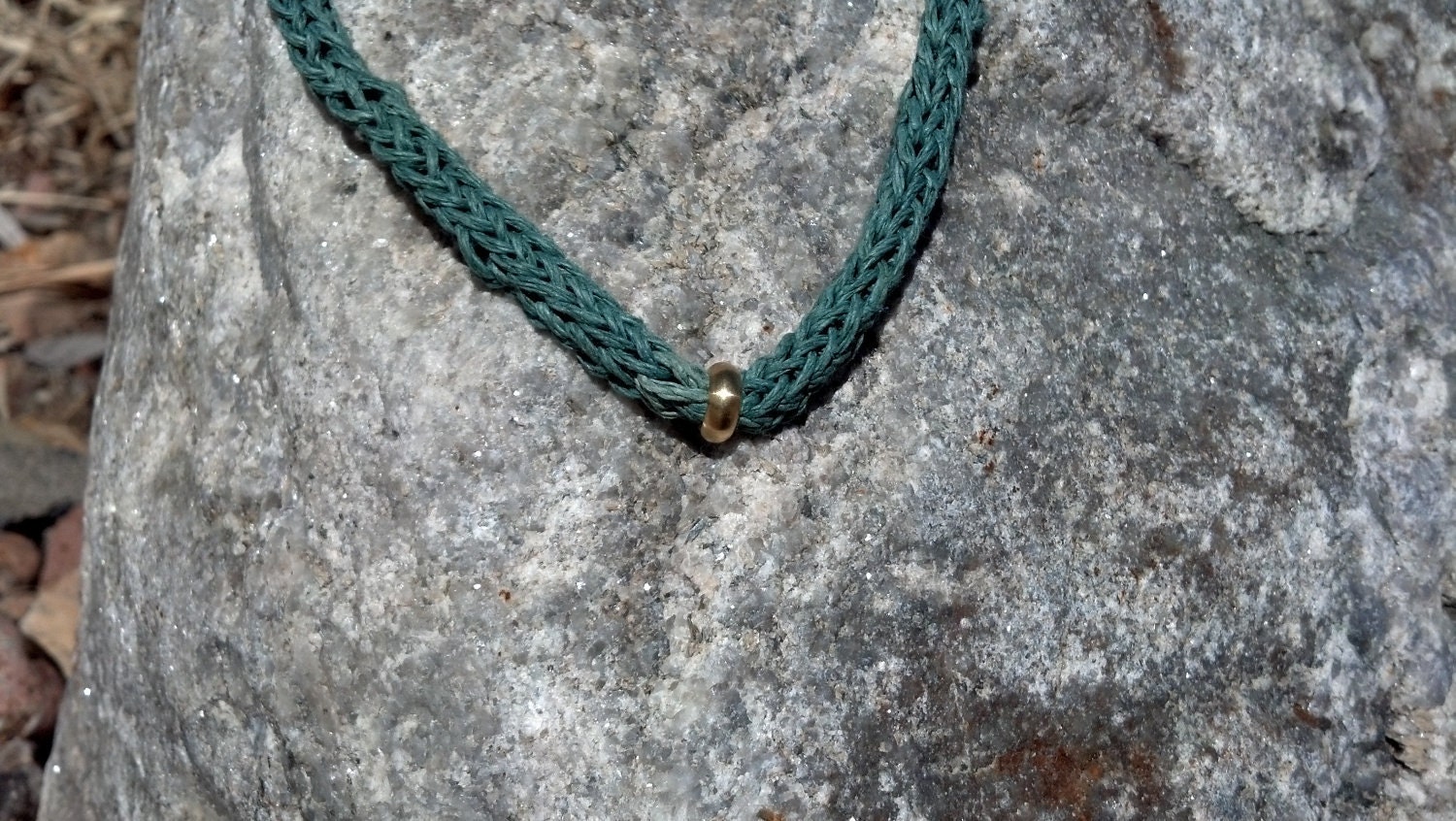 Brass and Hemp Necklace Wrap Bracelet in Sage Green with 3 Vintage Brass Barrel Charms
