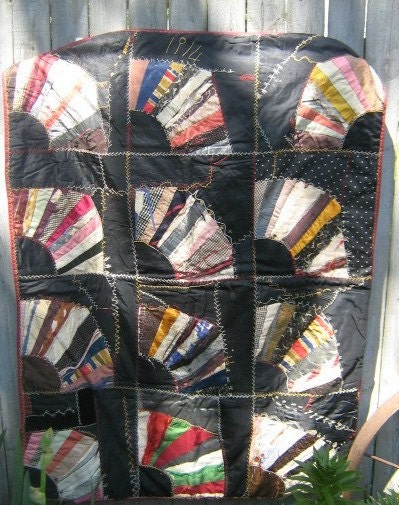 Antique Primitive Quilt Wall Hanging Arts & Crafts Movement Colorful