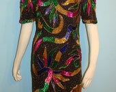 Black Multi Color beaded dress
