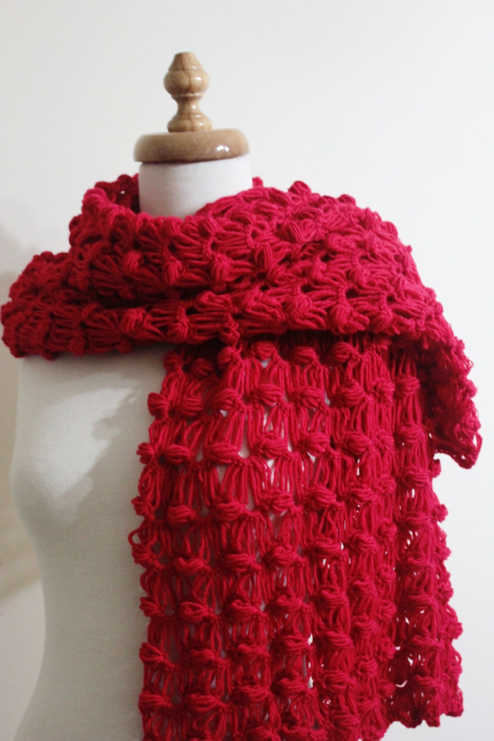 Red Shawl Women Shawl Scarf / Crochet Shawl, Bridesmaid Stole, Wrap