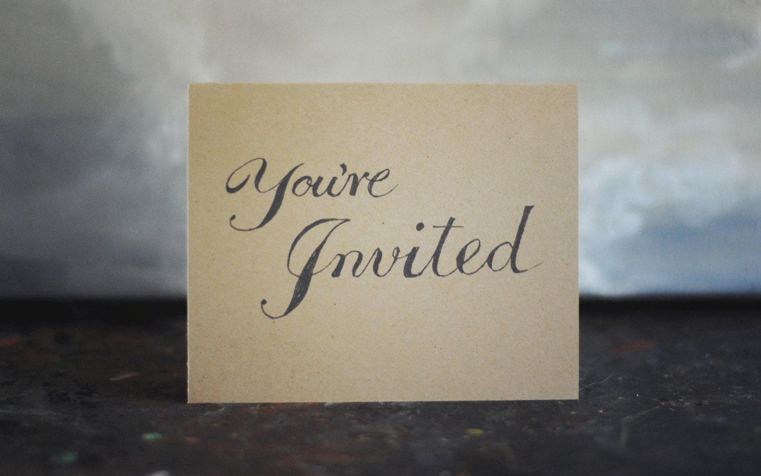 kraft blank invitation cards - classy script