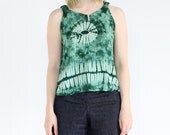 vintage 90's OCEANIC green tie dye rayon tank top shirt