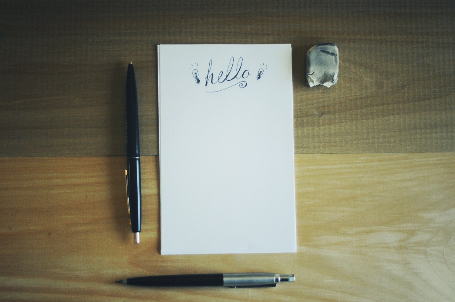 PDF printable letterhead - hello and lightbulbs stationery