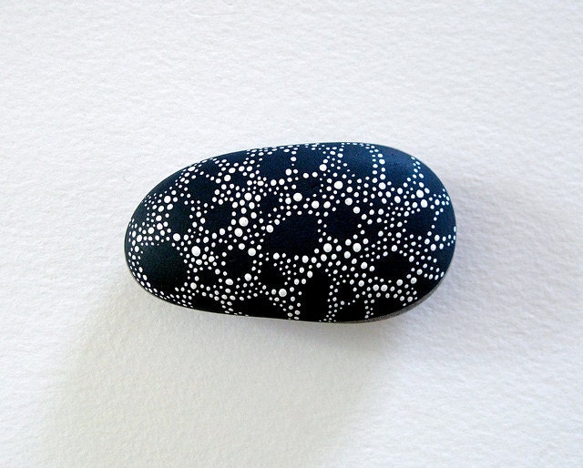 handpainted beach pebble . small constellations stone 3 . by natasha newton