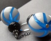 earrings BEACH BALLS vintage blue and white stripes lucite & sterling silver